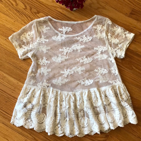 🌺 UO Kimchi Blue, Feminine Lace Top; Misses Sm!!! - Picture 4 of 5